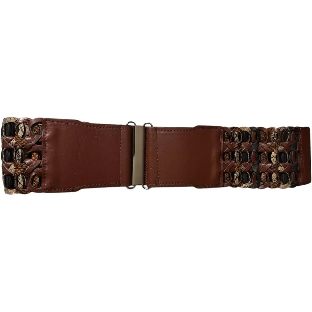 Brown Woven Stretch  Fashion Statement Belt Sz M/L